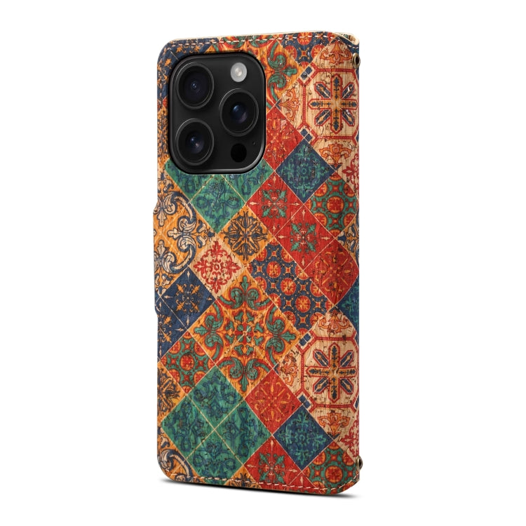 For iPhone 16 Pro Max Denior Flower Language Series Cork Fabric Oil Edge Leather Phone Case(Winter) - free shipping - PMC Jewellery - Order now!