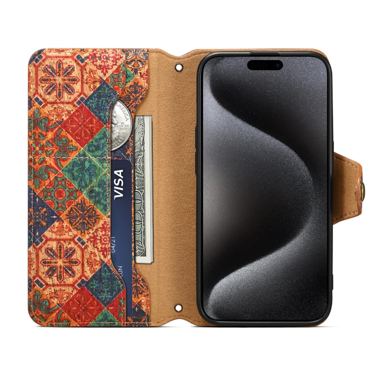 For iPhone 16 Pro Max Denior Flower Language Series Cork Fabric Oil Edge Leather Phone Case(Winter) - free shipping - PMC Jewellery - Order now!