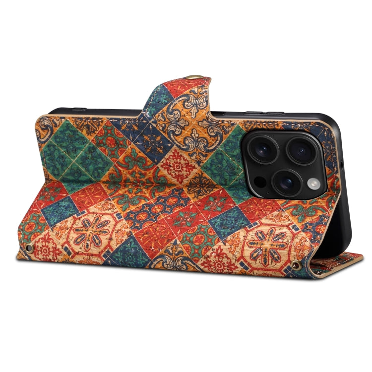 For iPhone 16 Pro Max Denior Flower Language Series Cork Fabric Oil Edge Leather Phone Case(Winter) - free shipping - PMC Jewellery - Order now!