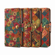 For iPhone 16 Denior Flower Language Series Cork Fabric Oil Edge Leather Phone Case(Autumn)