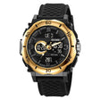SKMEI 2098 Multifunctional Men 50M Waterproof Thermometer Dual Display Digital Wrist Watch(Gold+Black) - free shipping - PMC TechLife - Order now!