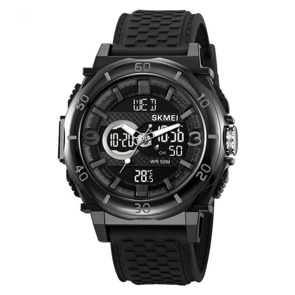 SKMEI 2098 Multifunctional Men 50M Water-resistant Thermometer Dual Display Digital Wrist Watch(Black)