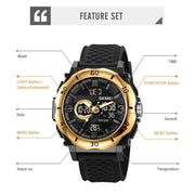 SKMEI 2098 Multifunctional Men 50M Water-resistant Thermometer Dual Display Digital Wrist Watch(Black)