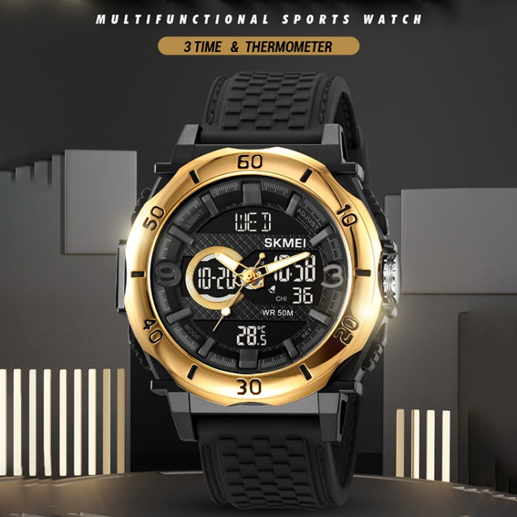 SKMEI 2098 Multifunctional Men 50M Water-resistant Thermometer Dual Display Digital Wrist Watch(Black)