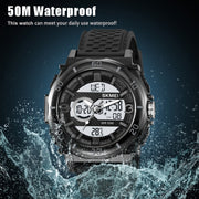 SKMEI 2098 Multifunctional Men 50M Water-resistant Thermometer Dual Display Digital Wrist Watch(Black)