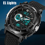 SKMEI 2098 Multifunctional Men 50M Water-resistant Thermometer Dual Display Digital Wrist Watch(Black)