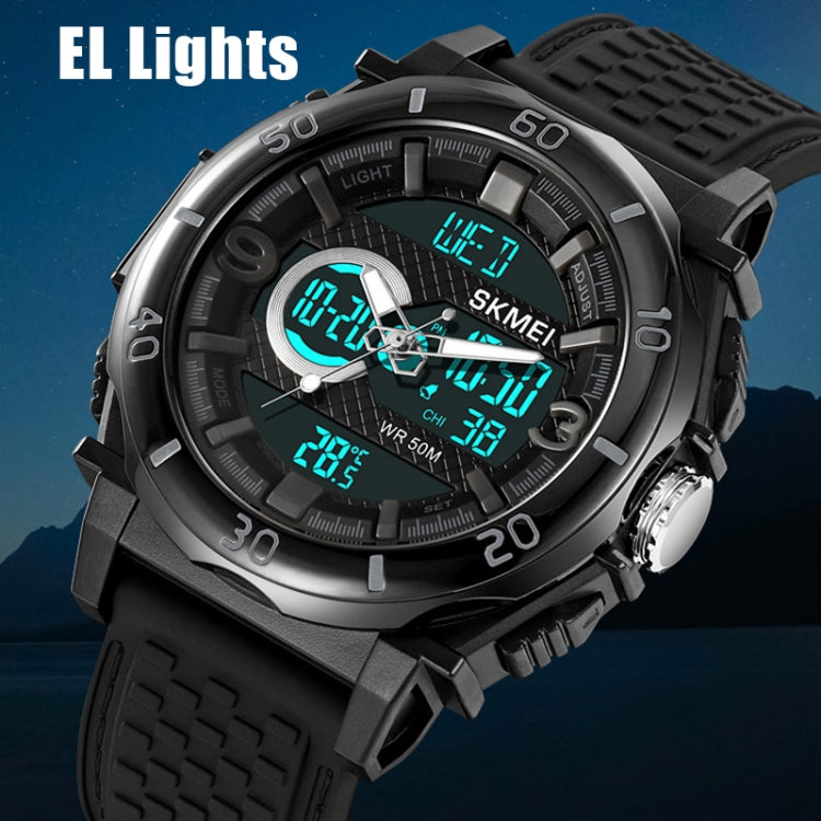 SKMEI 2098 Multifunctional Men 50M Water-resistant Thermometer Dual Display Digital Wrist Watch(Black)
