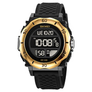 SKMEI 2099 Multifunctional Men Outdoor 50M Water-resistant Luminous Digital Wrist Watch(Black Gold)