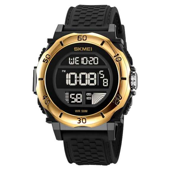 SKMEI 2099 Multifunctional Men Outdoor 50M Water-resistant Luminous Digital Wrist Watch(Black Gold)