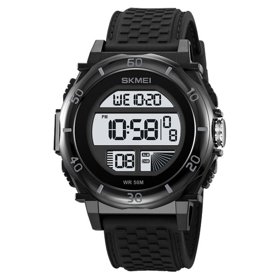 SKMEI 2099 Multifunctional Men Outdoor 50M Water-resistant Luminous Digital Wrist Watch(Black+White)
