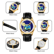 SKMEI 2115 Multifunctional Men Outdoor 30M Water-resistant Moon Phase Quartz Watch(Gold)