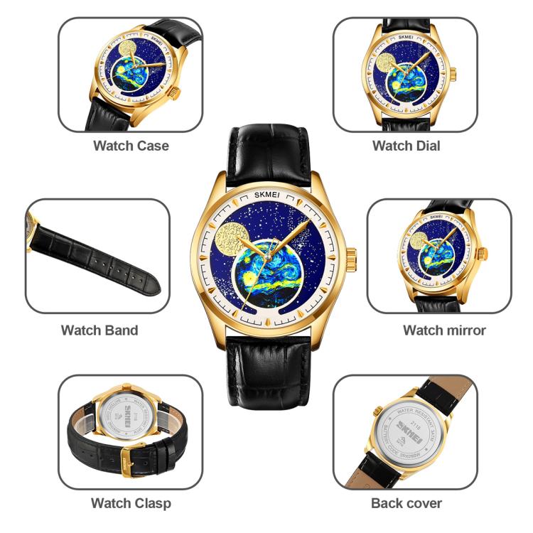 SKMEI 2115 Multifunctional Men Outdoor 30M Water-resistant Moon Phase Quartz Watch(Silver)