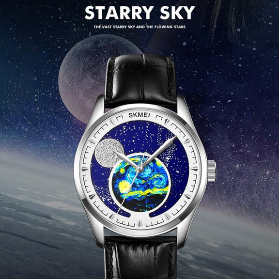 SKMEI 2115 Multifunctional Men Outdoor 30M Water-resistant Moon Phase Quartz Watch(Silver)