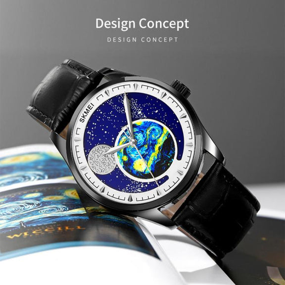 SKMEI 2115 Multifunctional Men Outdoor 30M Water-resistant Moon Phase Quartz Watch(Gold)