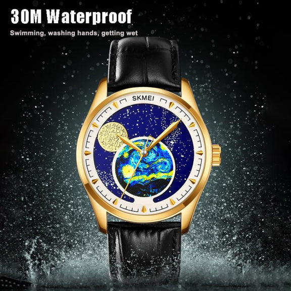 SKMEI 2115 Multifunctional Men Outdoor 30M Water-resistant Moon Phase Quartz Watch(Silver)