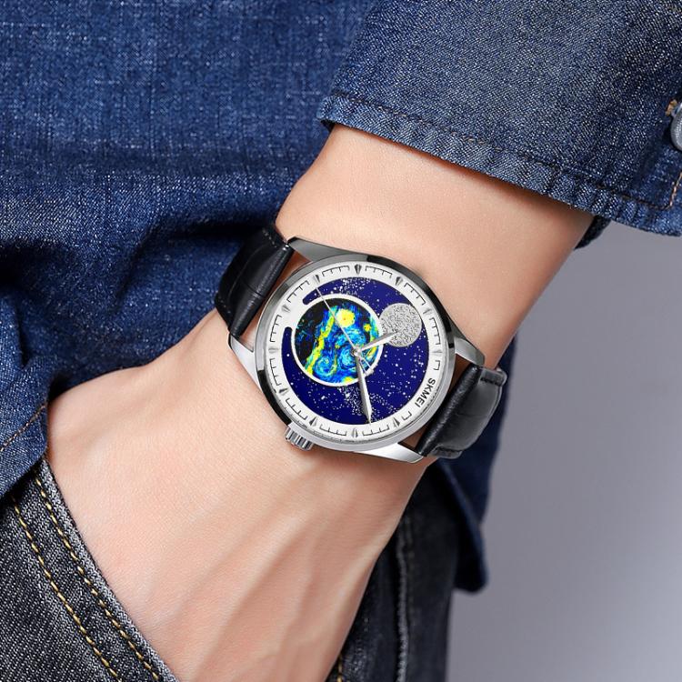 SKMEI 2115 Multifunctional Men Outdoor 30M Water-resistant Moon Phase Quartz Watch(Silver)