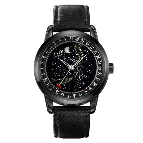 SKMEI 2116 Multifunctional Men 30M Water-resistant Fashion Casual Quartz Watch(Black Leather)