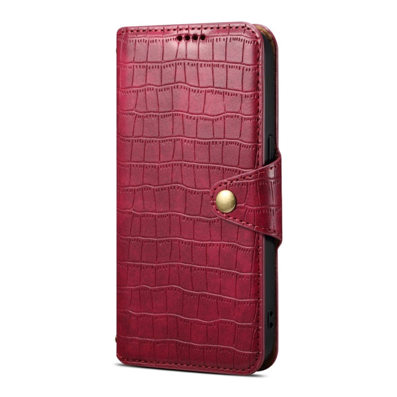 For iPhone 16 Pro Denior Crocodile Texture Oil Edge Leather Phone Case(Rose Red)