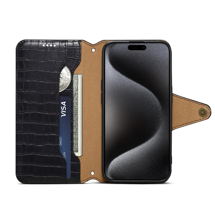 For iPhone 16 Pro Max Denior Crocodile Texture Oil Edge Leather Phone Case(Black) - free shipping - PMC Jewellery - Order now!