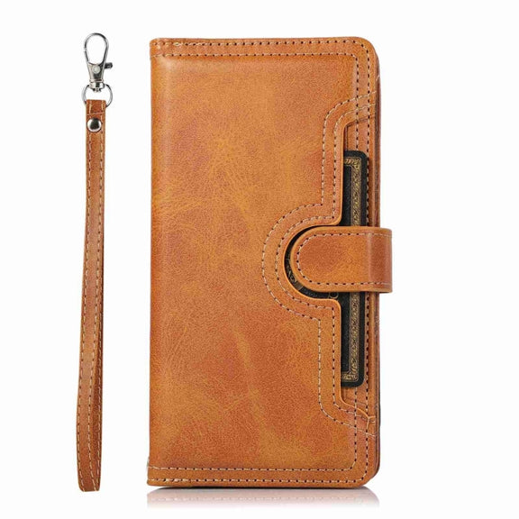 For iPhone 16 Pro Max Wristband Card Slot Leather Phone Case(Brown)