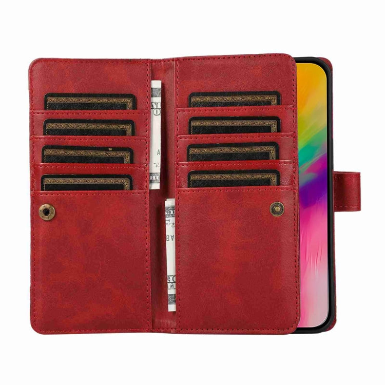 For iPhone 16 Pro Max Wristband Card Slot Leather Phone Case(Red)