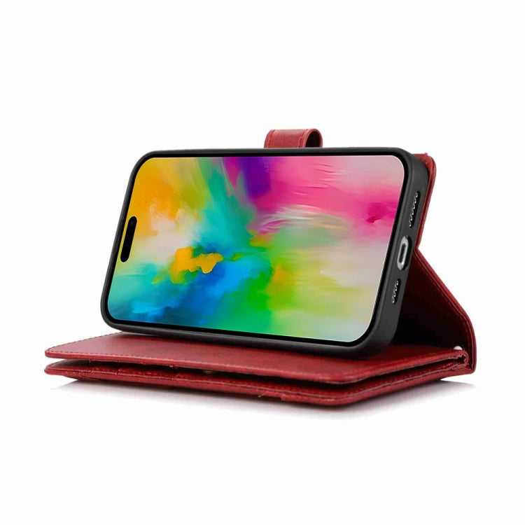 For iPhone 16 Pro Max Wristband Card Slot Leather Phone Case(Red)