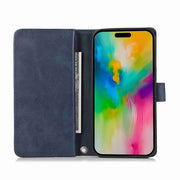 For iPhone 16 Pro Max Wristband Card Slot Leather Phone Case(Blue)