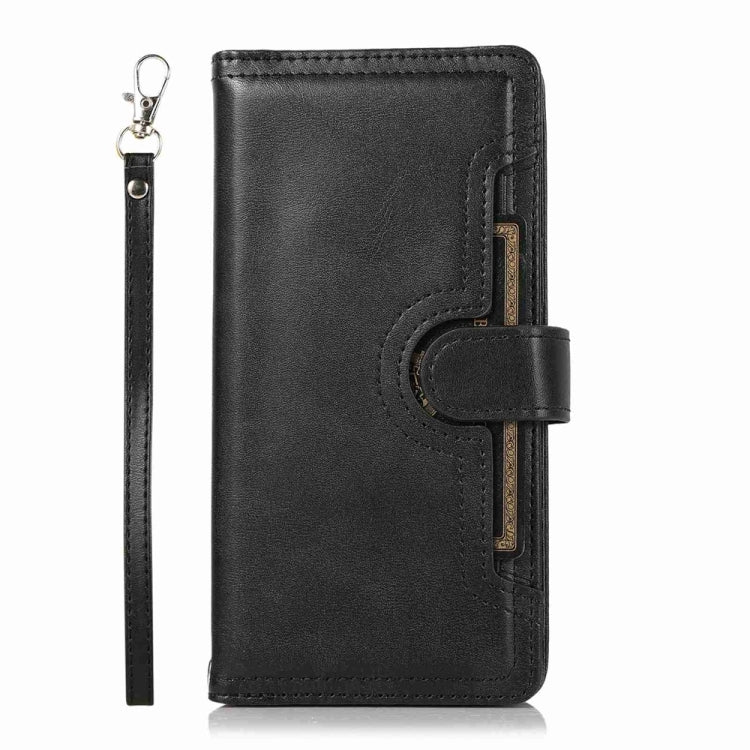 For iPhone 16 Pro Max Wristband Card Slot Leather Phone Case(Black)