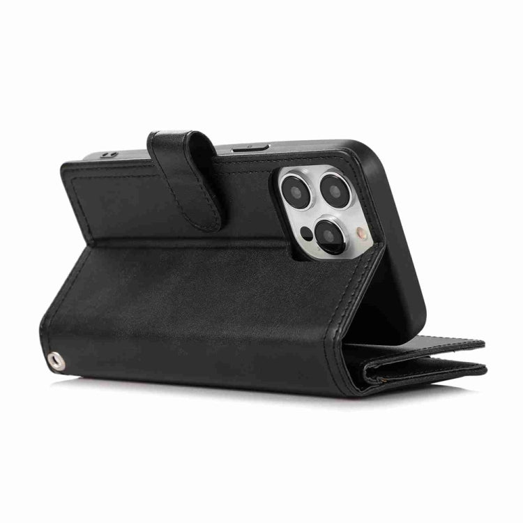 For iPhone 16 Pro Max Wristband Card Slot Leather Phone Case(Black)