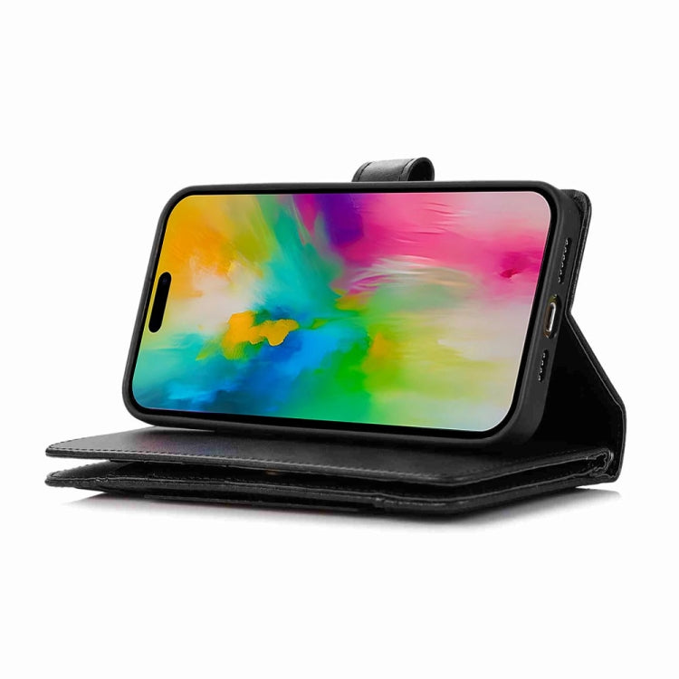 For iPhone 16 Pro Max Wristband Card Slot Leather Phone Case(Black)