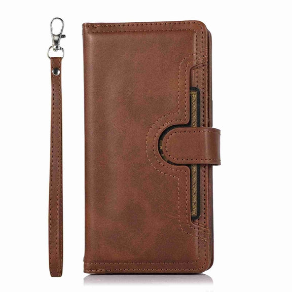 For iPhone 16 Pro Max Wristband Card Slot Leather Phone Case(Coffee)