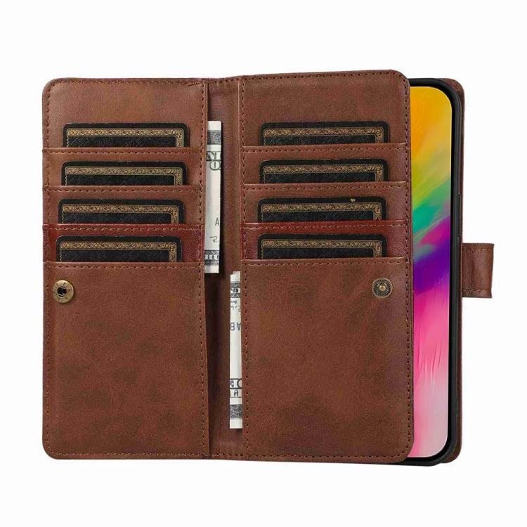 For iPhone 16 Pro Max Wristband Card Slot Leather Phone Case(Coffee)