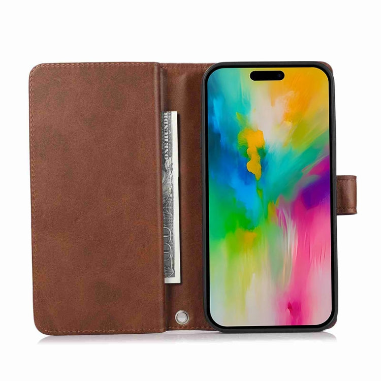 For iPhone 16 Pro Wristband Card Slot Leather Phone Case(Coffee)