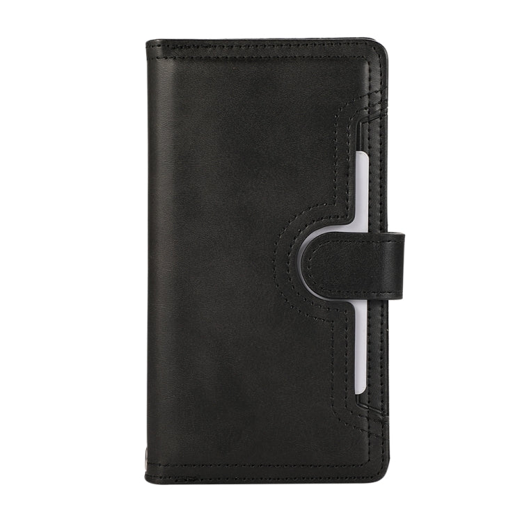 For iPhone 16 Plus Wristband Card Slot Leather Phone Case(Black)