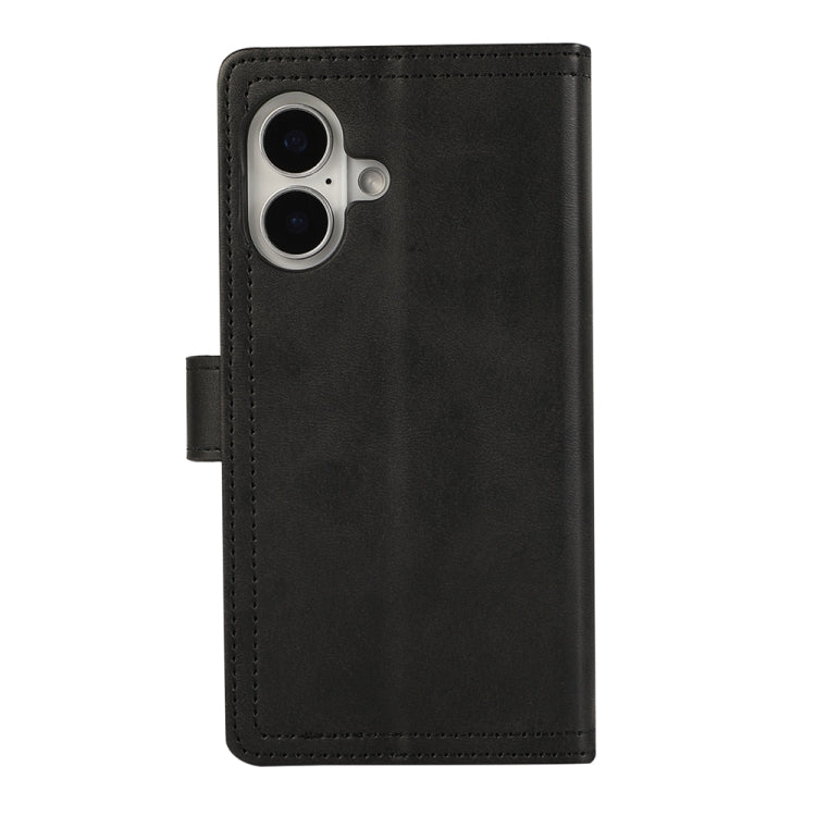 For iPhone 16 Plus Wristband Card Slot Leather Phone Case(Black)