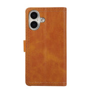 For iPhone 16 Wristband Card Slot Leather Phone Case(Brown)