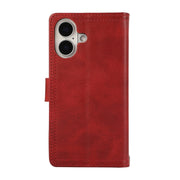 For iPhone 16 Wristband Card Slot Leather Phone Case(Red)