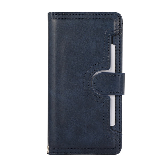 For iPhone 16 Wristband Card Slot Leather Phone Case(Blue)