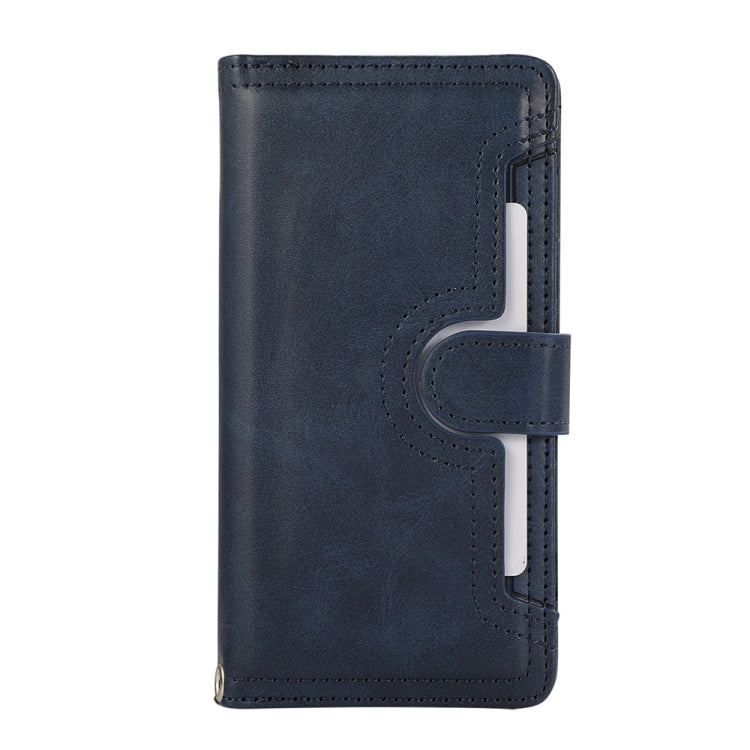 For iPhone 16 Wristband Card Slot Leather Phone Case(Blue)