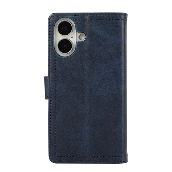 For iPhone 16 Wristband Card Slot Leather Phone Case(Blue)