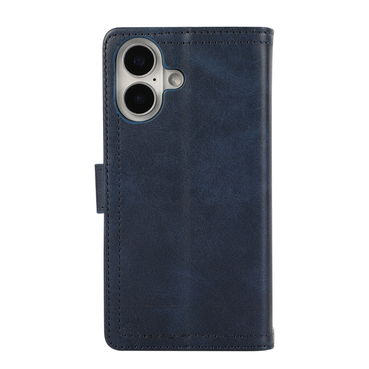For iPhone 16 Wristband Card Slot Leather Phone Case(Blue)
