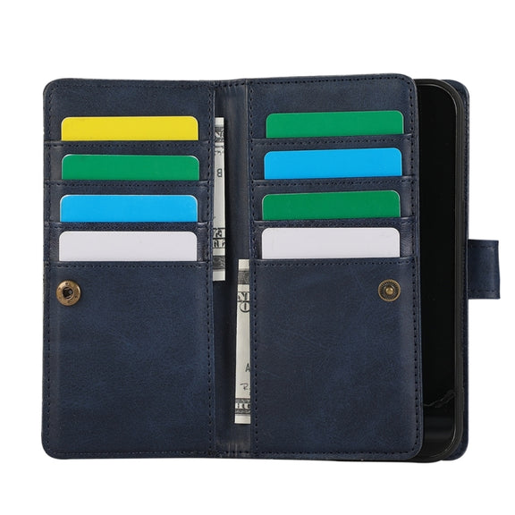 For iPhone 16 Wristband Card Slot Leather Phone Case(Blue)