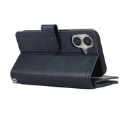 For iPhone 16 Wristband Card Slot Leather Phone Case(Blue)