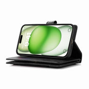 For iPhone 16 Wristband Card Slot Leather Phone Case(Black)