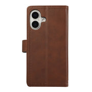 For iPhone 16 Wristband Card Slot Leather Phone Case(Coffee)