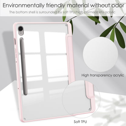 For Samsung Galaxy Tab S9 FE / S10 FE Acrylic 3-folding Smart Leather Tablet Case with Pen Slot(Pink) - Galaxy Tab S9 FE by PMC Jewellery | Online Shopping South Africa | PMC Jewellery | Buy Now Pay Later Mobicred