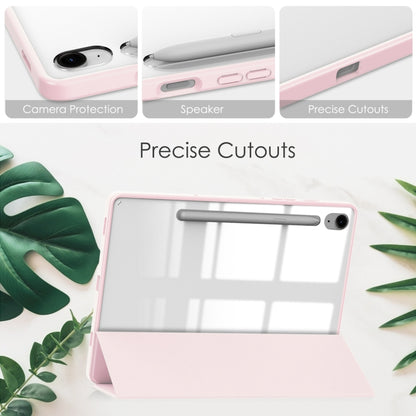 For Samsung Galaxy Tab S9 FE / S10 FE Acrylic 3-folding Smart Leather Tablet Case with Pen Slot(Pink) - Galaxy Tab S9 FE by PMC Jewellery | Online Shopping South Africa | PMC Jewellery | Buy Now Pay Later Mobicred