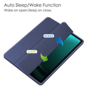 For Samsung Galaxy Tab S9 FE+ / S10+ Acrylic 3-folding Smart Leather Tablet Case with Pen Slot(Dark Blue)