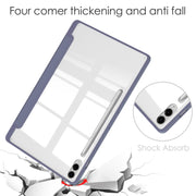 For Samsung Galaxy Tab S9 FE+ / S10+ Acrylic 3-folding Smart Leather Tablet Case with Pen Slot(Lavender)