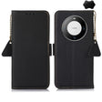 For Huawei Mate 60 Side-Magnetic TJ Genuine Leather RFID Phone Case(Black) - Huawei Cases by PMC TechLife | Online Shopping South Africa | PMC TechLife | Buy Now Pay Later Mobicred